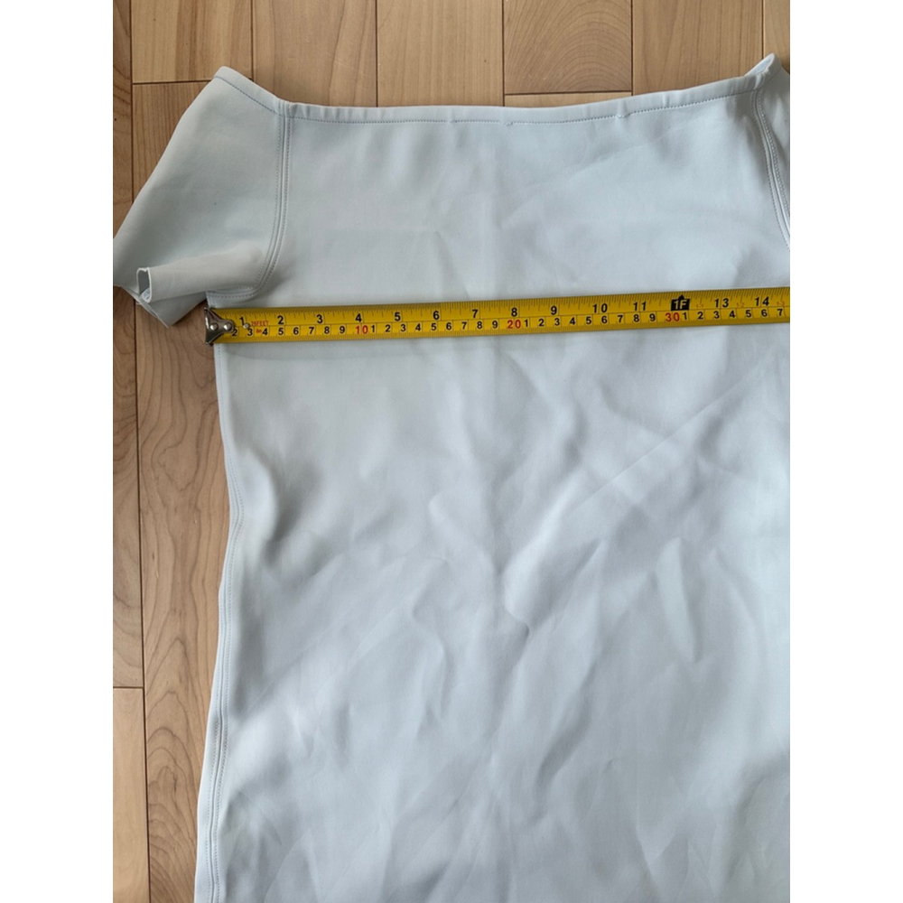 HELMUT LANG Light Blue Off-Shoulder Bodycon Dress S – Made in USA Designer Minim - Picture 6 of 10